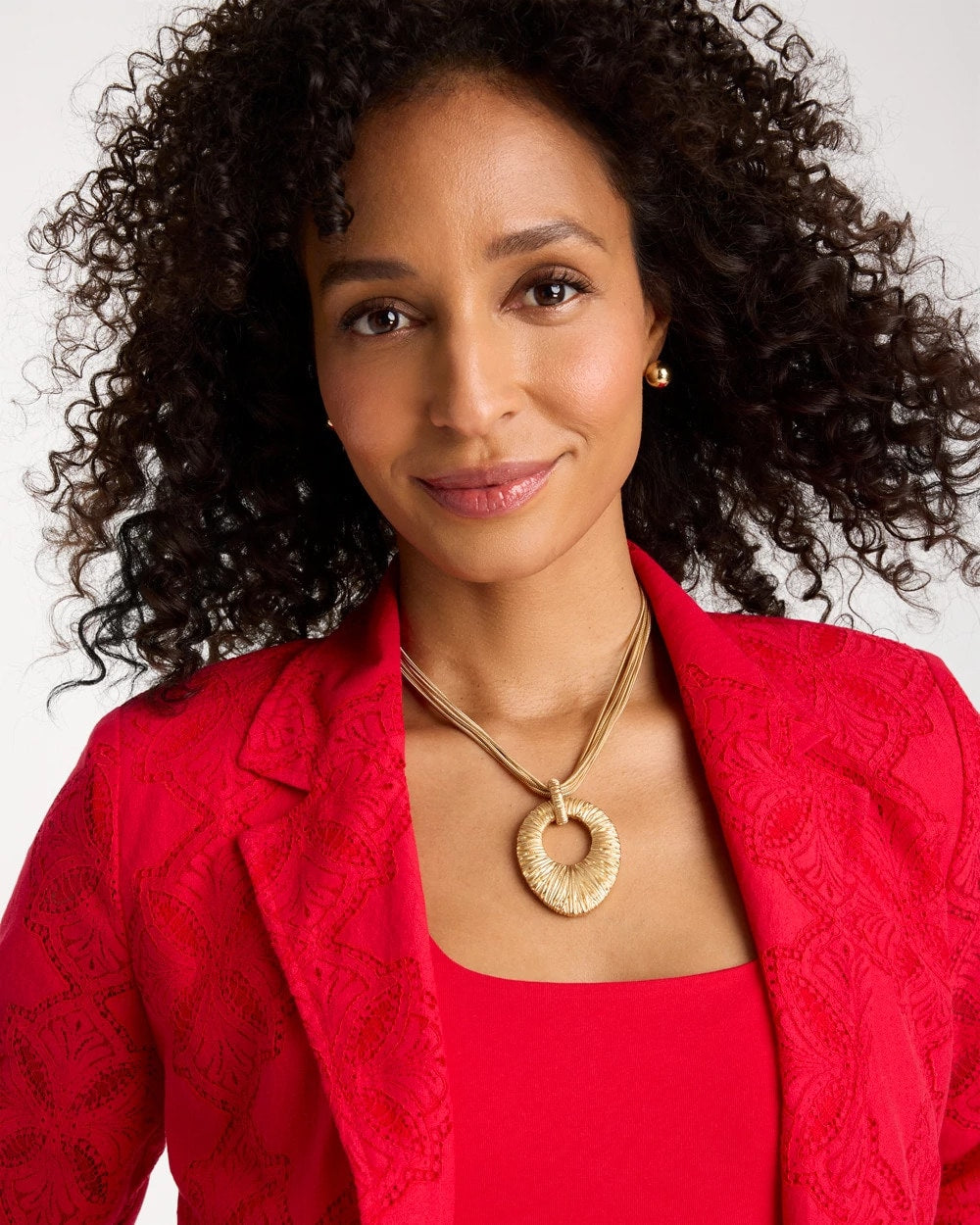 Chico's Popular - Crinkle Goldtone Pendant Necklace Gold