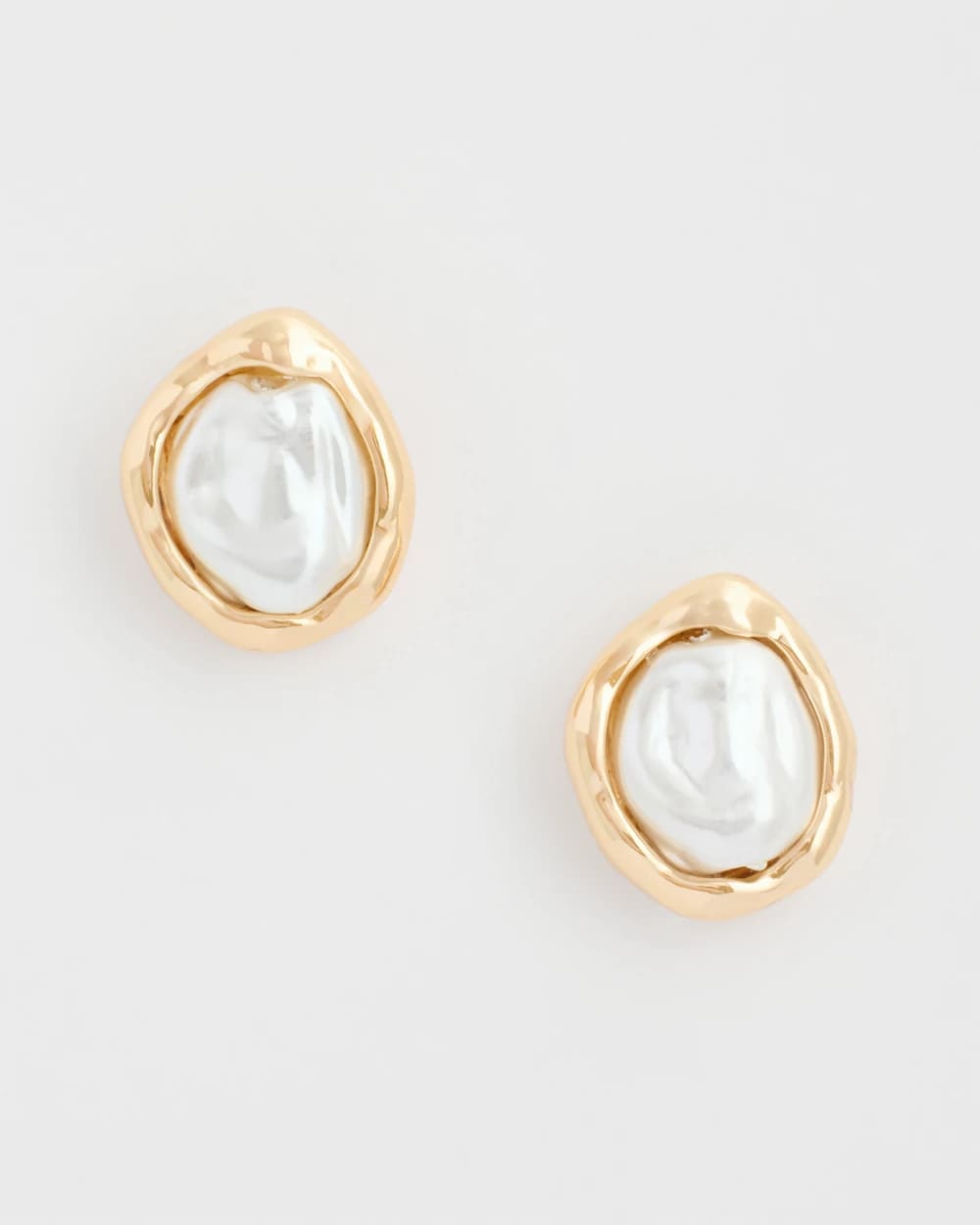 Chico's Popular - Pearlescent Golden Rimmed Stud Earrings Gold