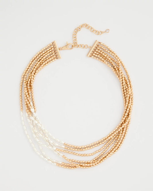 Chico's Smart Buy - Multi-Strand Beaded Short Necklace Mixed Metals
