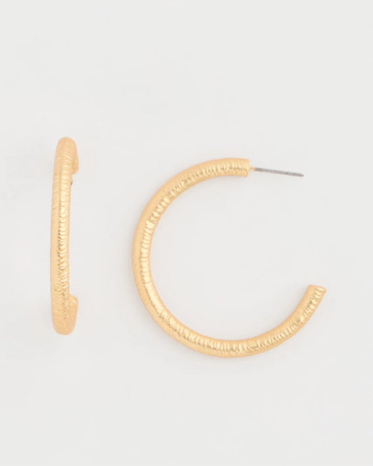 Chico's Quality - Goldtone Textured Hoop Earrings Gold