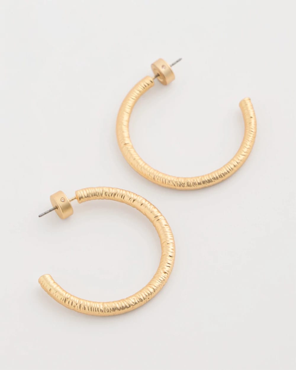 Chico's Quality - Goldtone Textured Hoop Earrings Gold
