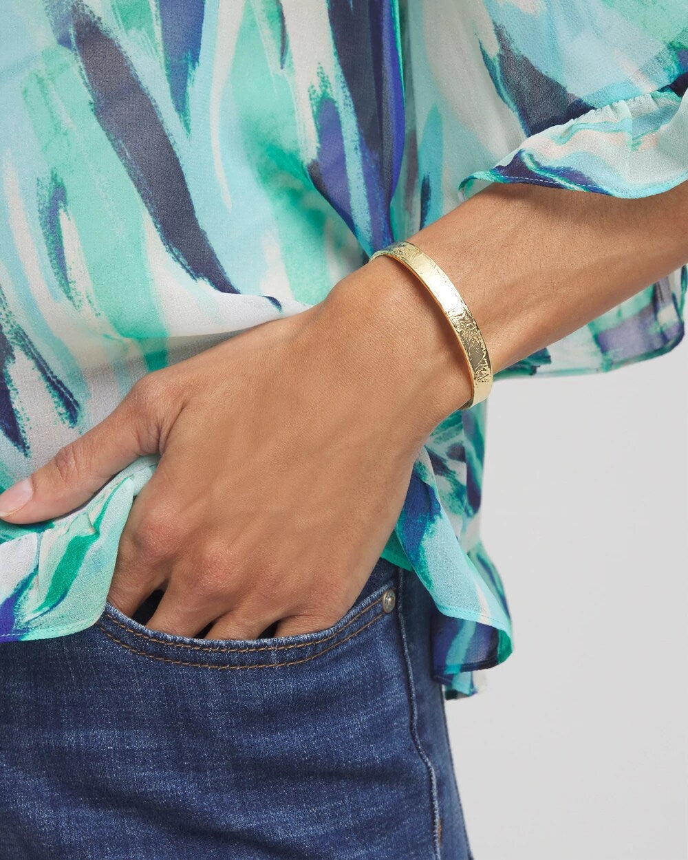 Chico's Trending - Goldtone Flexible Cuff Bracelet Gold