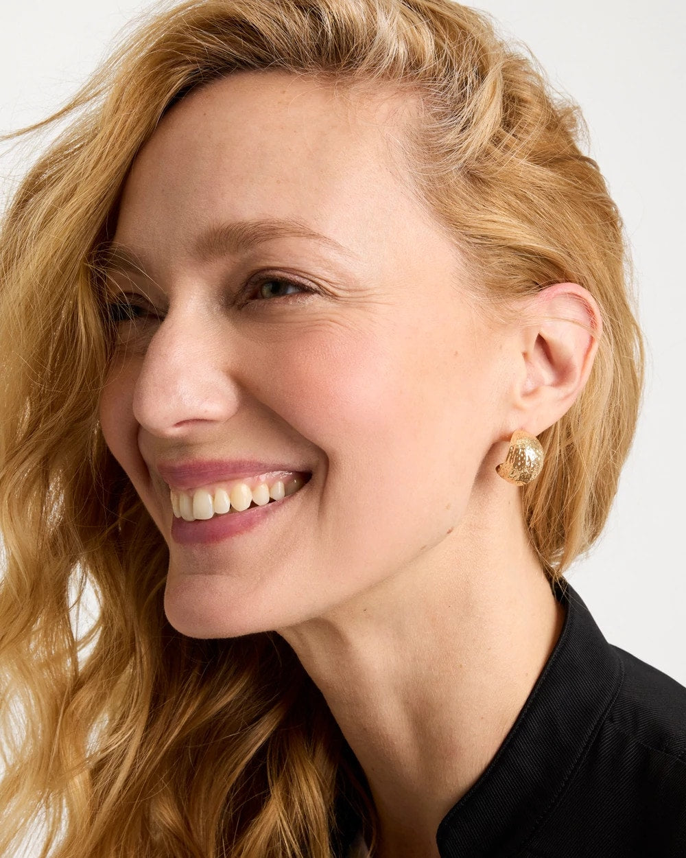 Chico's Top Pick - Crinkle Goldtone Hoop Earrings Gold