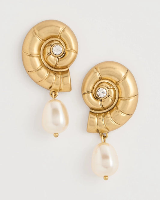 Chico's Trending - Goldtone Spiral Shell Earrings Gold