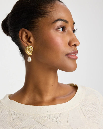 Chico's Trending - Goldtone Spiral Shell Earrings Gold