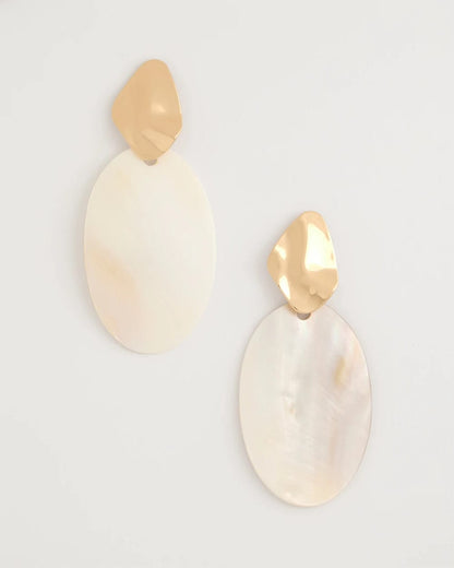 Chico's Recommended - Shell Oval Drop Earrings Neutral