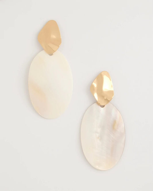 Chico's Recommended - Shell Oval Drop Earrings Neutral