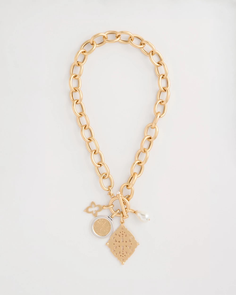 Chico's Quality - Toggle Cameo Charm Necklace Gold