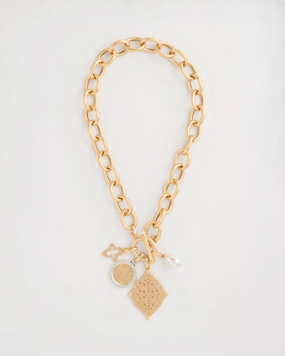 Chico's Quality - Toggle Cameo Charm Necklace Gold