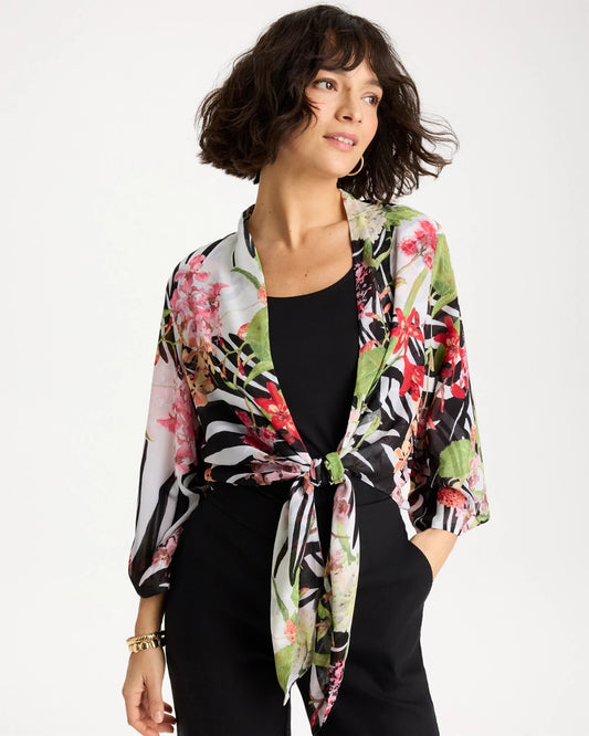 Chico's Essential - Georgette Tie-Front Kimono Black