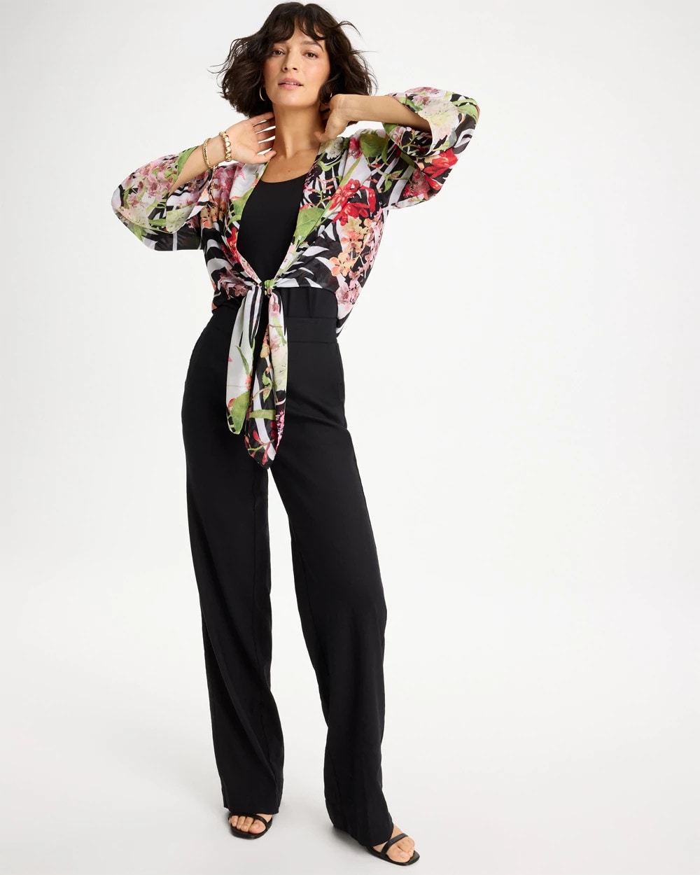 Chico's Essential - Georgette Tie-Front Kimono Black