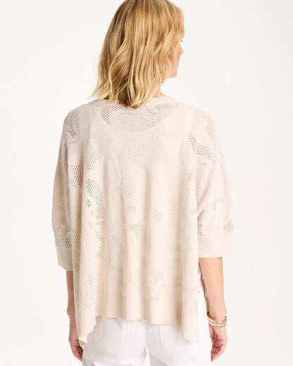 Chico's Deals - Crochet Lace Notch Neck Poncho Ecru