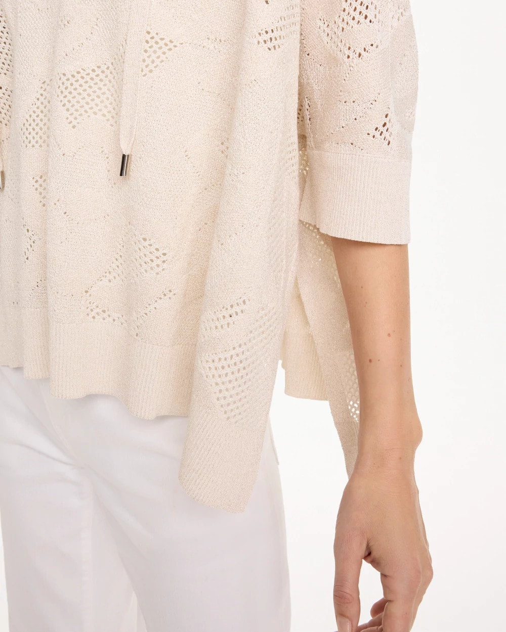 Chico's Deals - Crochet Lace Notch Neck Poncho Ecru