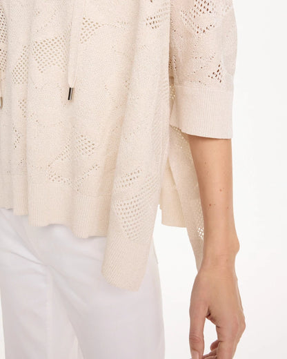 Chico's Deals - Crochet Lace Notch Neck Poncho Ecru