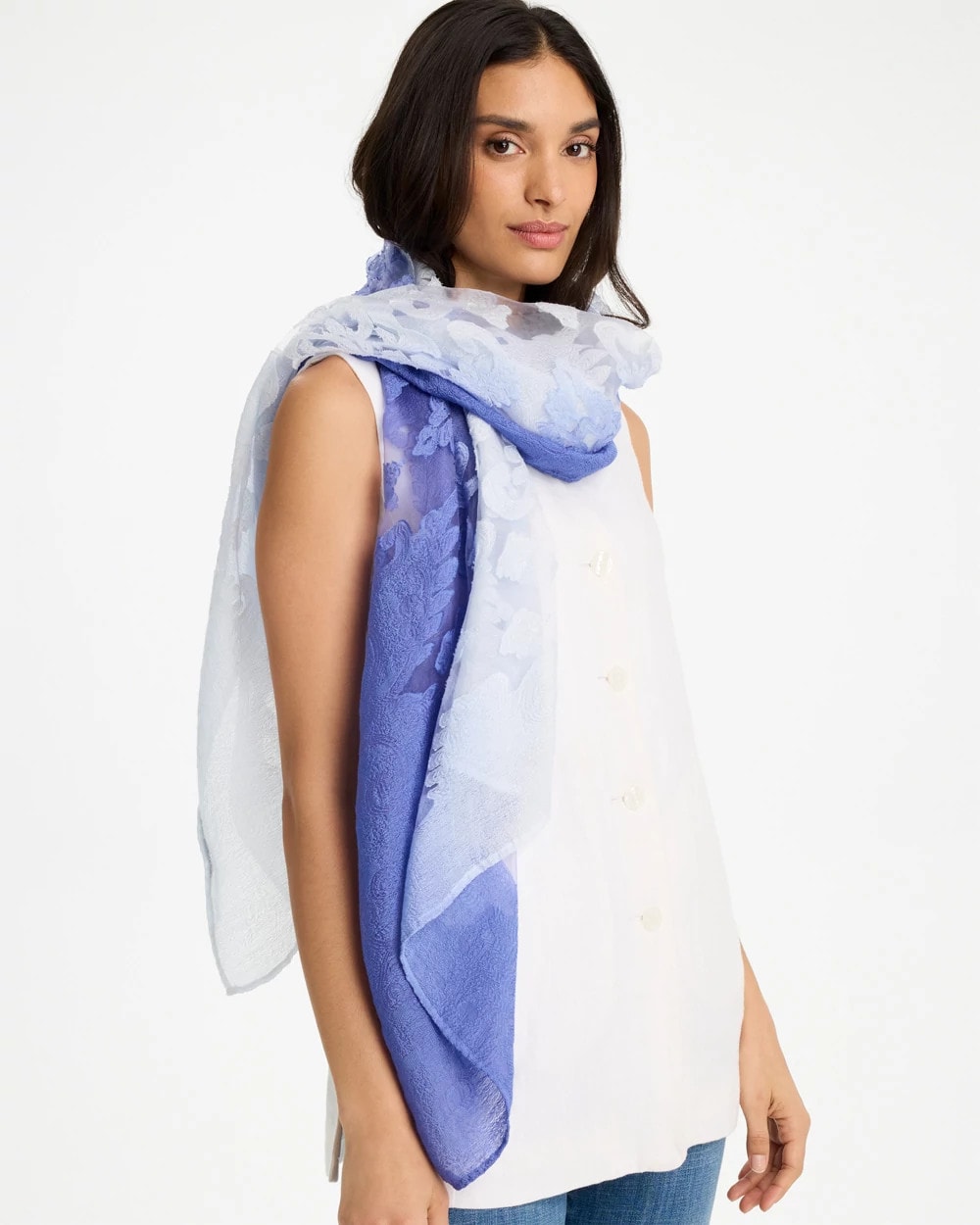 Chico's Sale - Ombre Burnout Oblong Scarf Blue