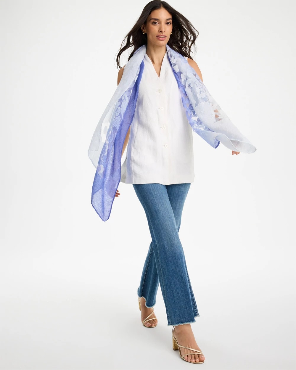 Chico's Sale - Ombre Burnout Oblong Scarf Blue
