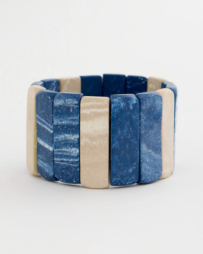 Chico's Popular - Blue-Neutral Wood Stretch Bracelet Blue Multi