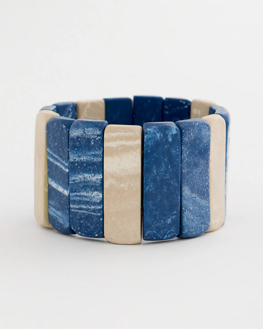 Chico's Popular - Blue-Neutral Wood Stretch Bracelet Blue Multi
