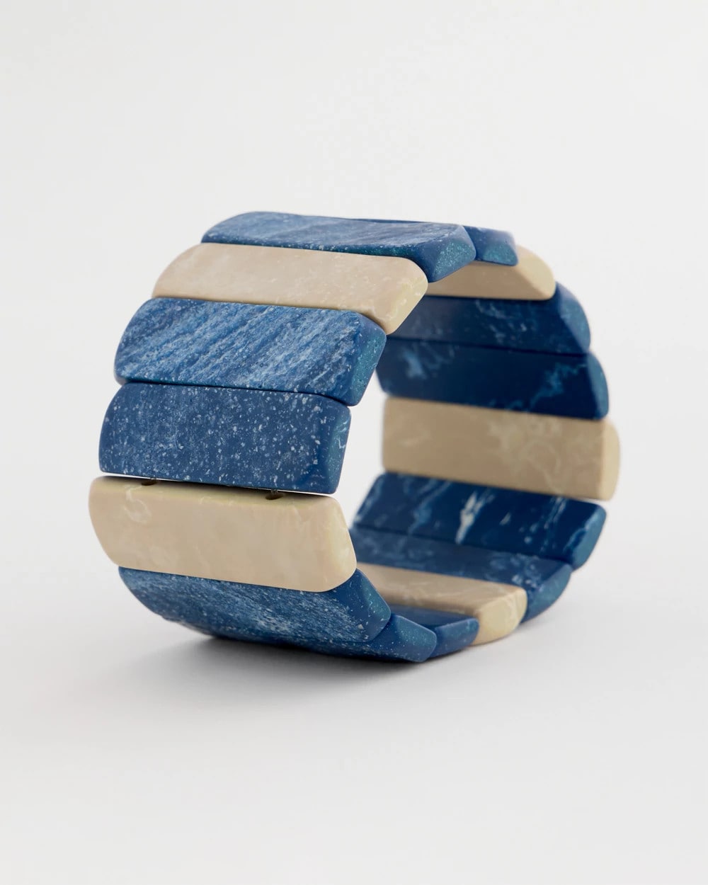 Chico's Popular - Blue-Neutral Wood Stretch Bracelet Blue Multi