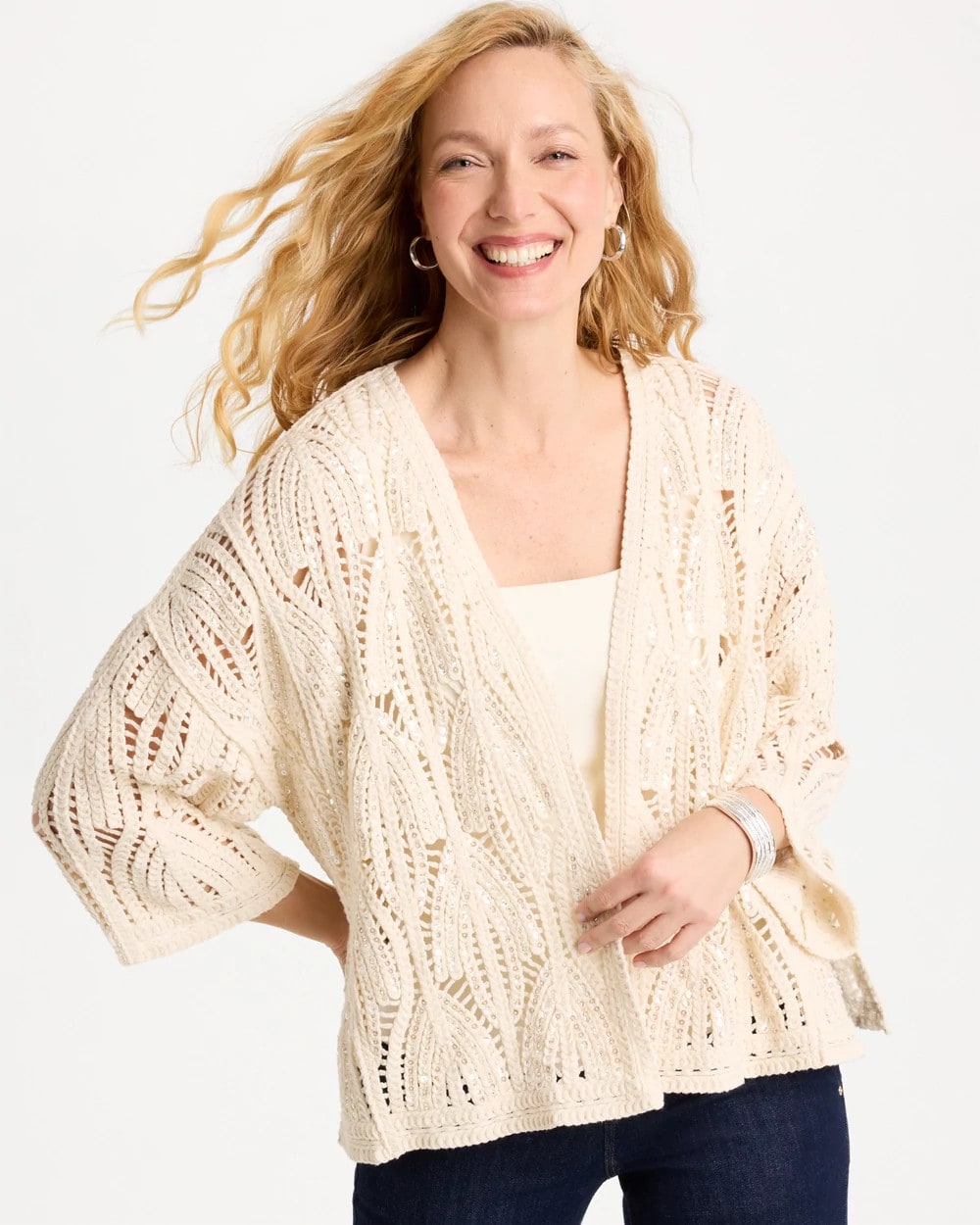 Chico's Smart Buy - Cotton Crochet Kimono Neutral