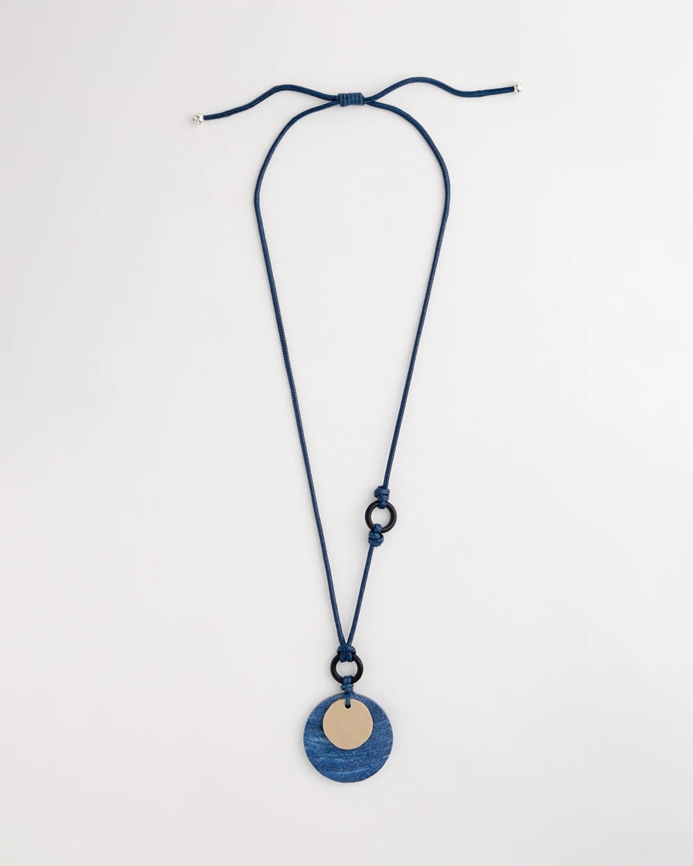 Chico's Value - Adjustable Blue-Neutral Wood Pendant Necklace Blue Multi