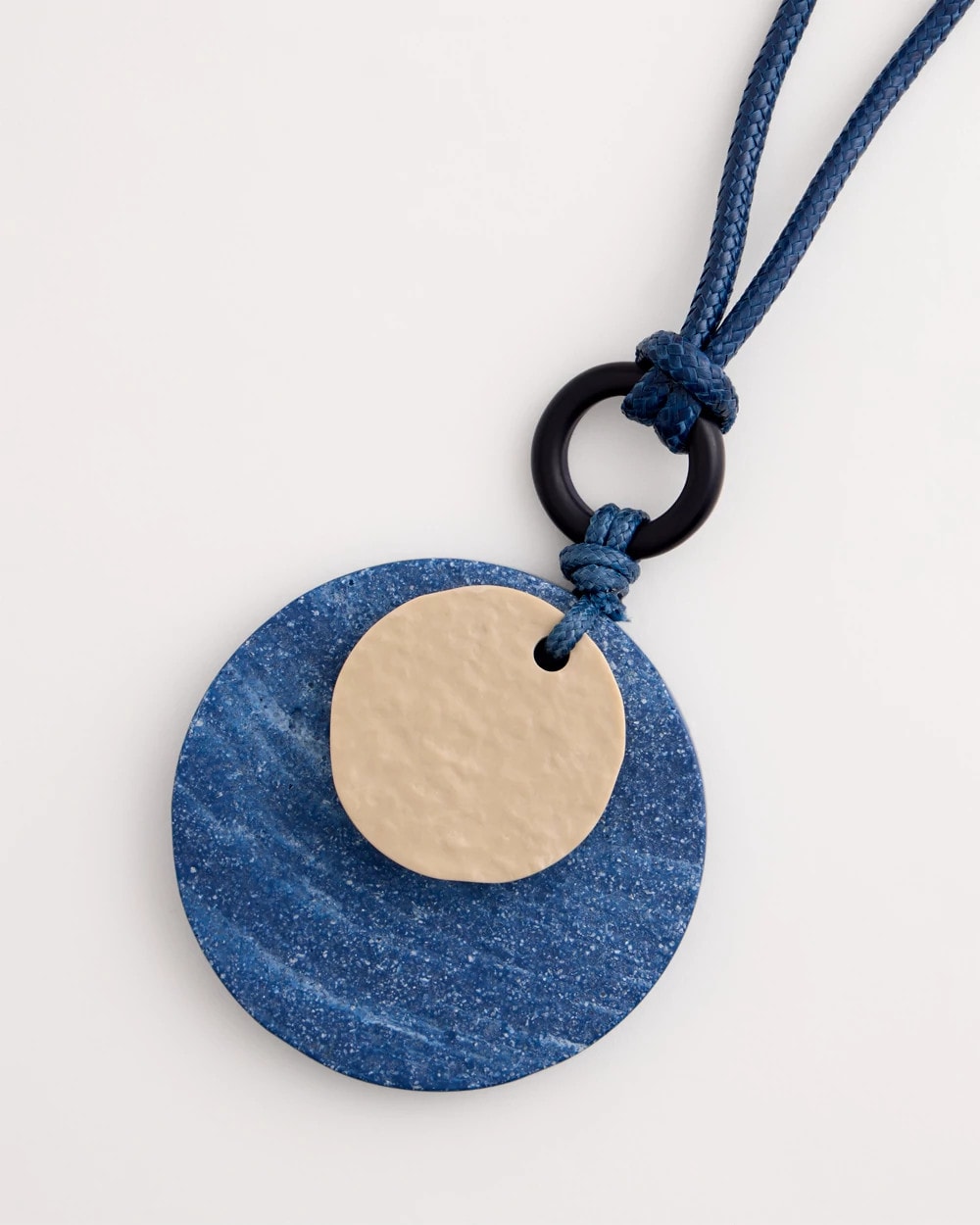 Chico's Value - Adjustable Blue-Neutral Wood Pendant Necklace Blue Multi