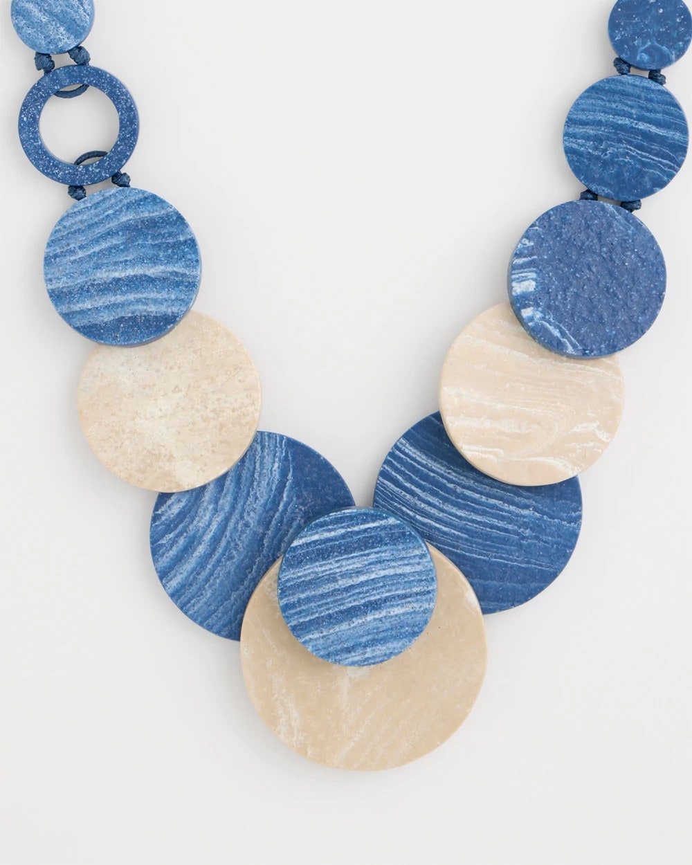 Chico's Premium - Chico's Originals Blue Neutral Wood Bib Necklace Blue Multi
