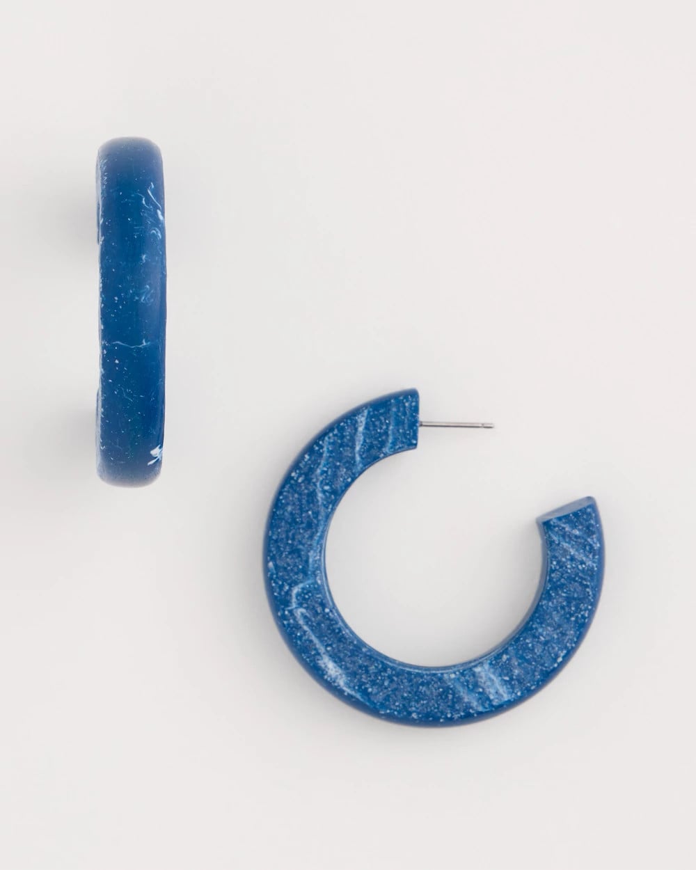Chico's Top Pick - Blue-Neutral Wood Hoop Earrings Blue Multi