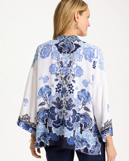 Chico's Great Value - Woven Faux Silk Printed Kimono Alabaster