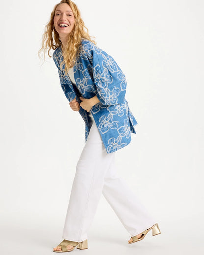 Chico's Smart Buy - Woven Embroidered Belted Kimono Denim