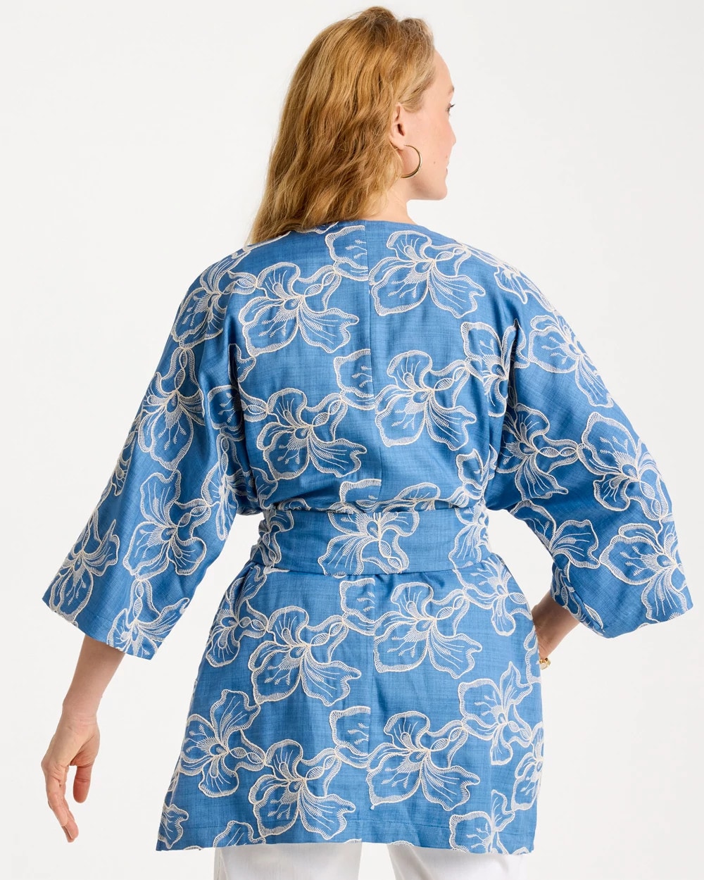 Chico's Smart Buy - Woven Embroidered Belted Kimono Denim