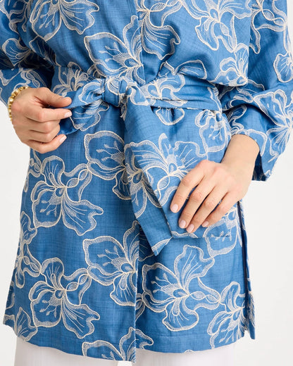 Chico's Smart Buy - Woven Embroidered Belted Kimono Denim