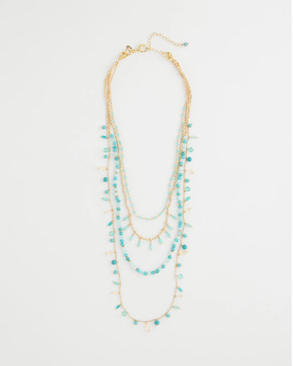 Chico's Essential - Multi-Strand Aqua Layering Necklace Aqua