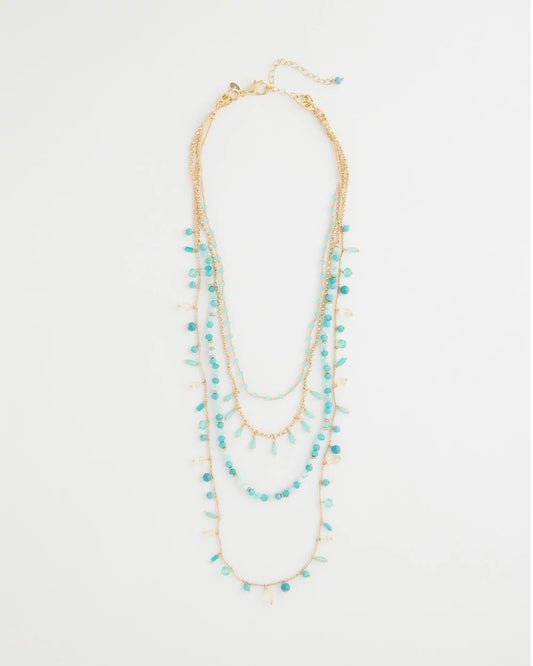 Chico's Essential - Multi-Strand Aqua Layering Necklace Aqua
