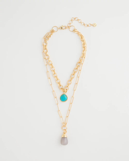 Chico's Smart Buy - Double-Strand Blue Pendant Necklace Aqua