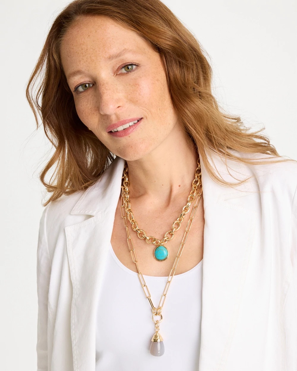 Chico's Smart Buy - Double-Strand Blue Pendant Necklace Aqua