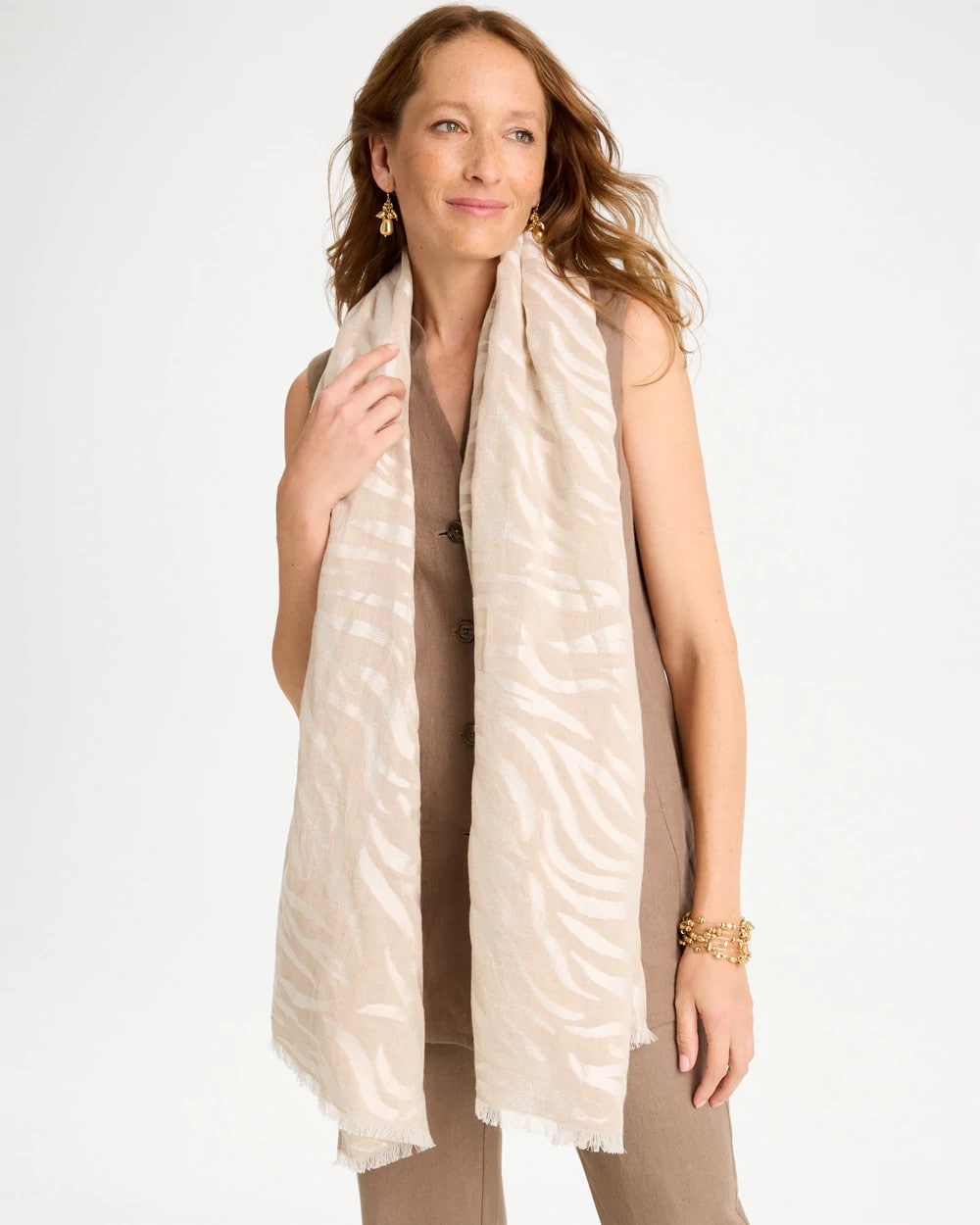 Chico's Exclusive - Neutral Zebra Jacquard Oblong Scarf Neutral