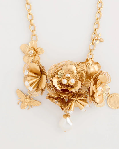 Chico's Smart Buy - Chico’s Originals Filigree Flower Bib Necklace Gold