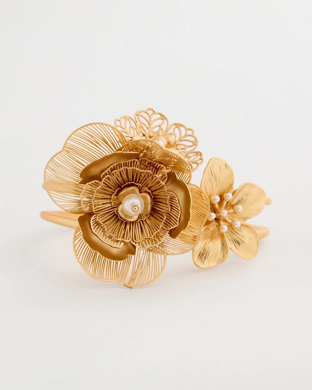 Chico's Customer Favorite - Filigree Flower Hinge Cuff Bracelet Gold