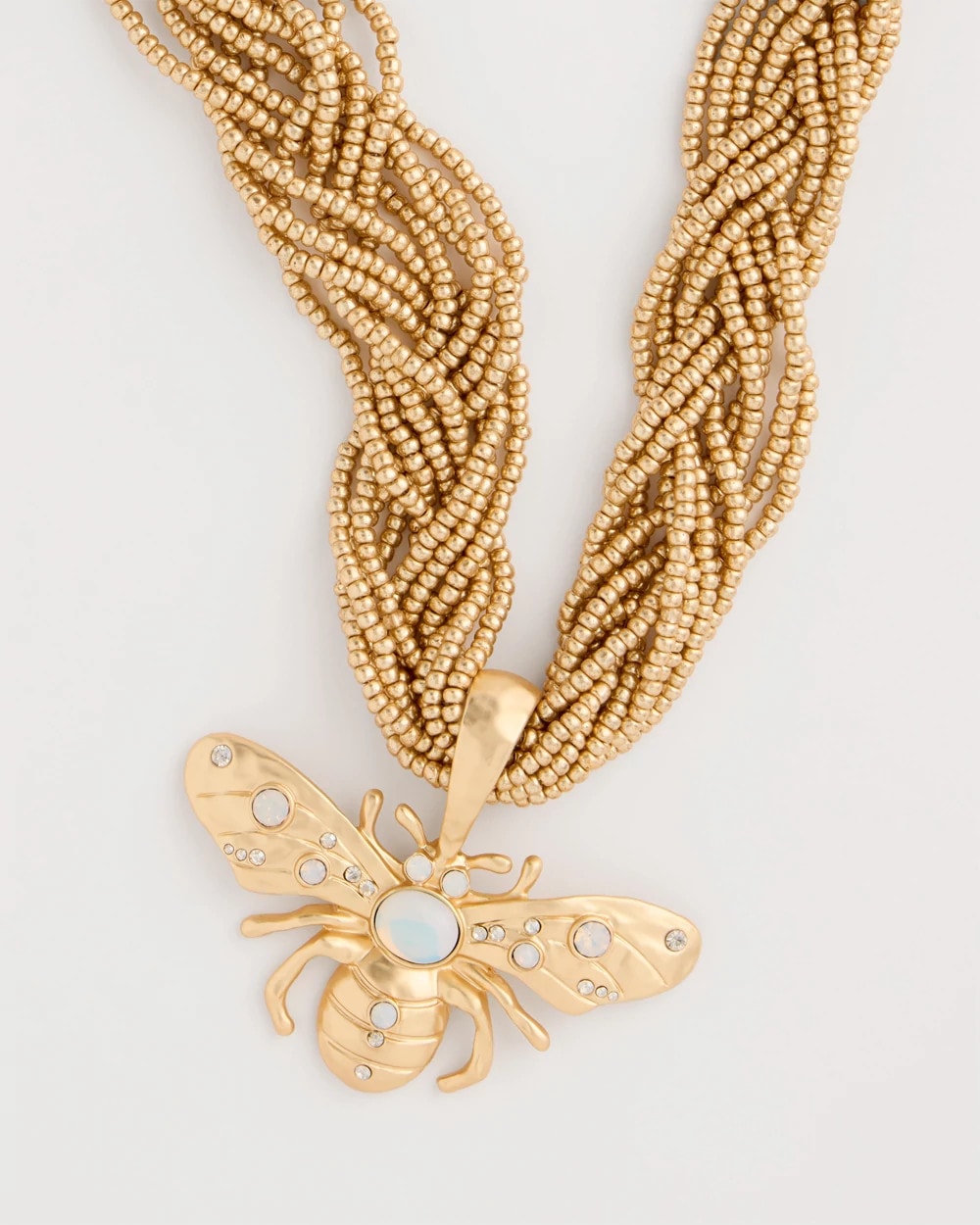 Chico's Essential - Beaded Bee Pendant Necklace Neutral