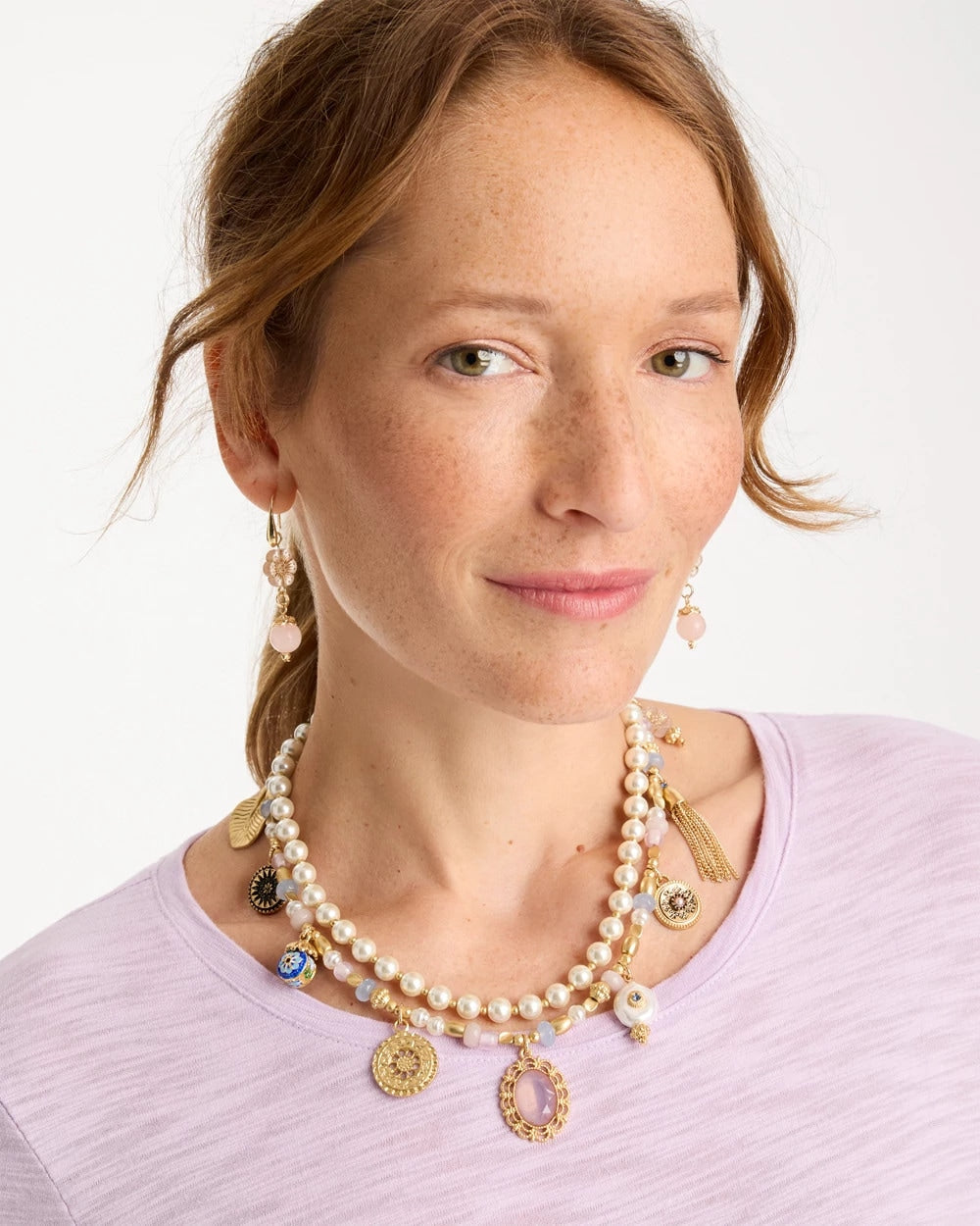 Chico's Hot Sale - Genuine Jade Stone Charm Short Necklace Orchid