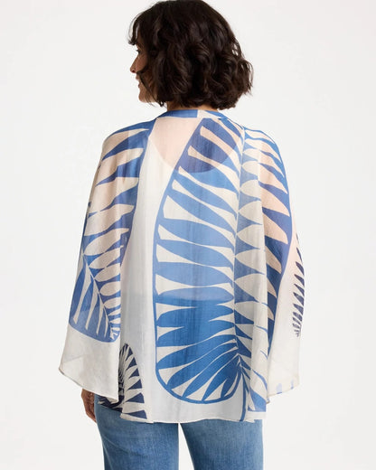 Chico's Best Price - Palm Frond Short Poncho Passport Blue