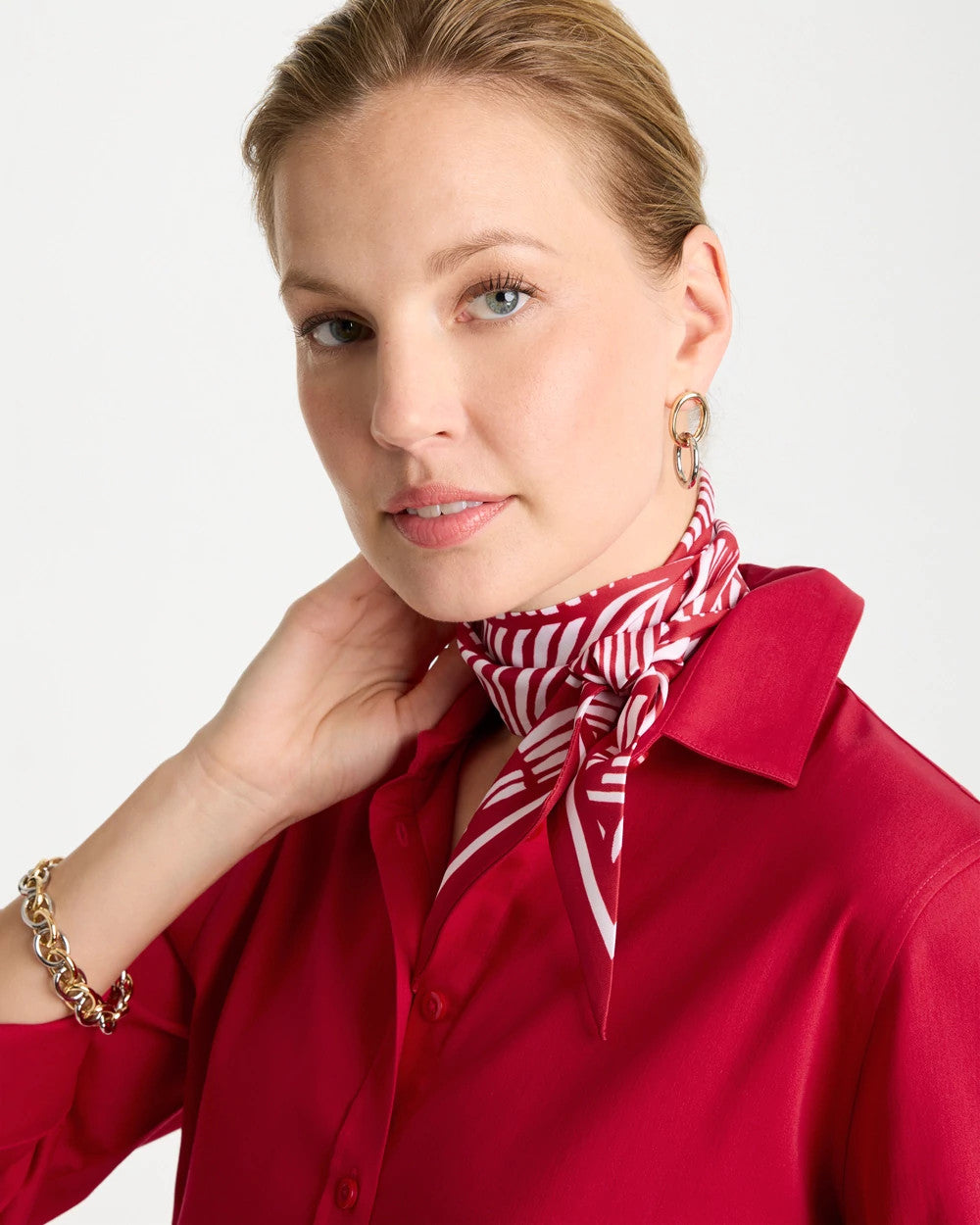Chico's Exclusive - Printed Skinny Scarf Cherry Lush