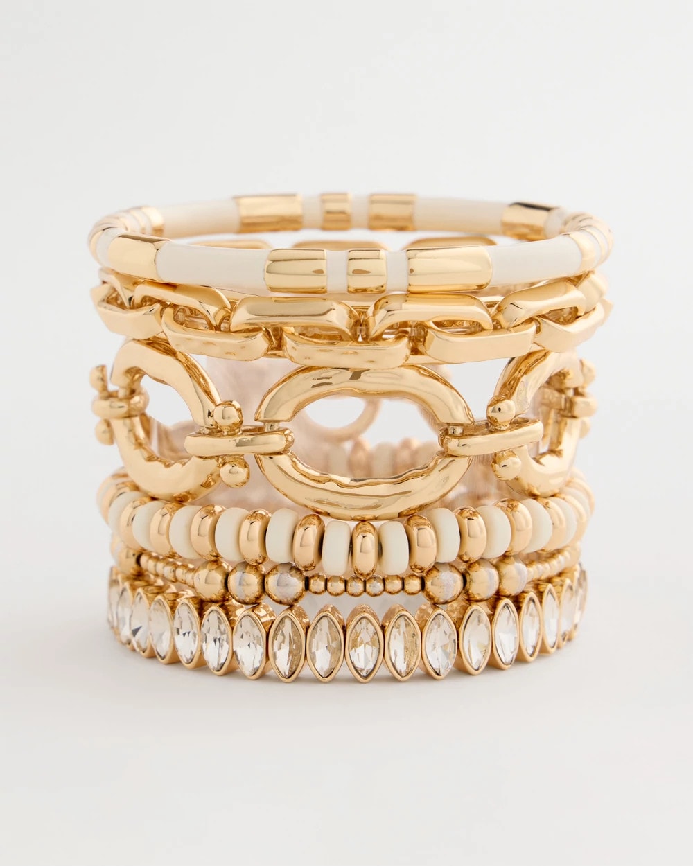 Chico's Deals - White Gold Slice Stretch Bracelet White