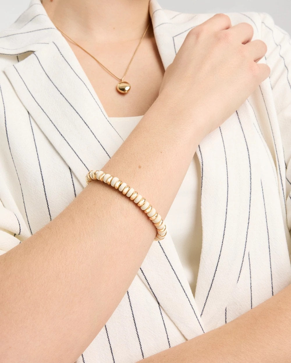Chico's Deals - White Gold Slice Stretch Bracelet White