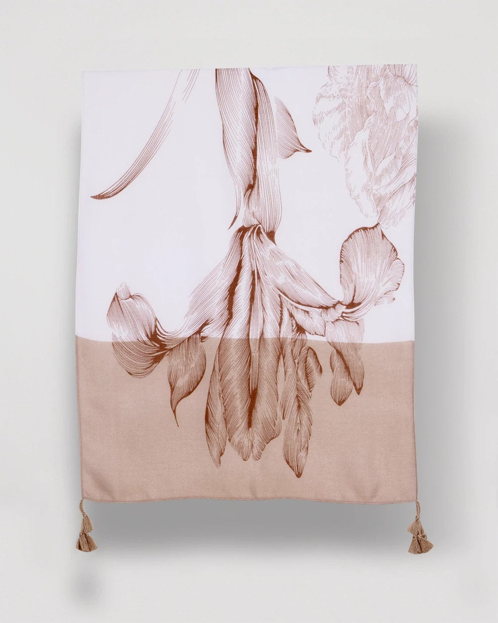 Chico's Classic - Neutral Floral Tassel Oblong Scarf Neutral