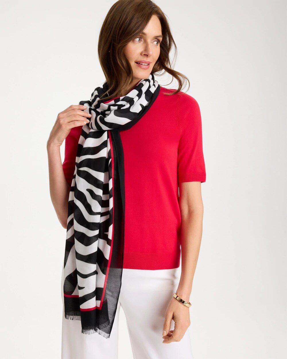Chico's Exclusive - Animal Print Oblong Scarf Black