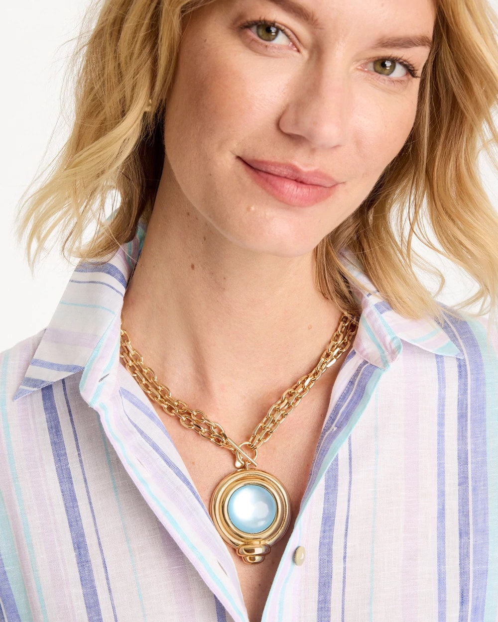 Chico's Classic - Twice As Nice Aqua Pendant Necklace Aqua