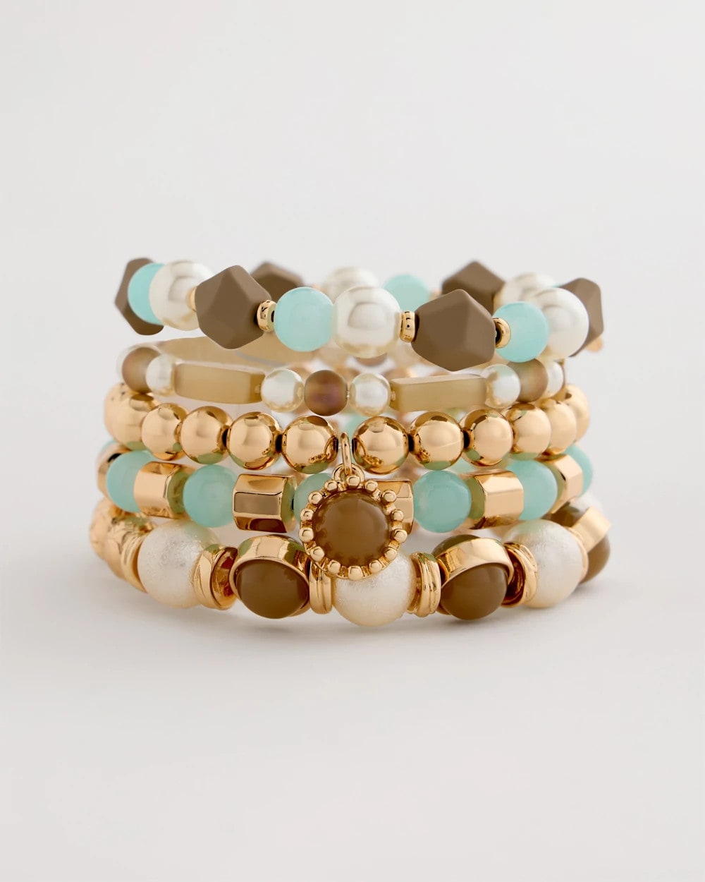 Chico's Special Offer - Aqua Stretch Set of Five Beaded Bracelets Aqua
