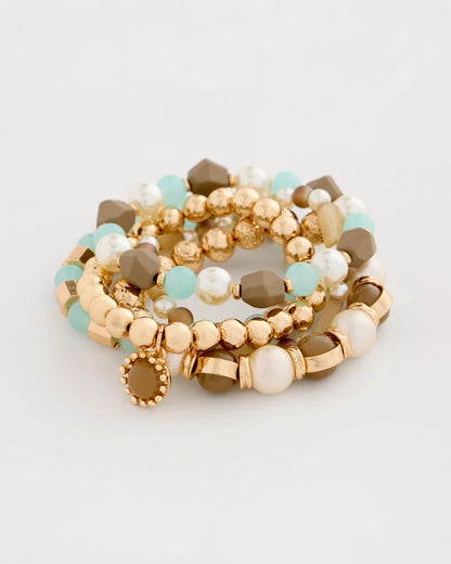 Chico's Special Offer - Aqua Stretch Set of Five Beaded Bracelets Aqua